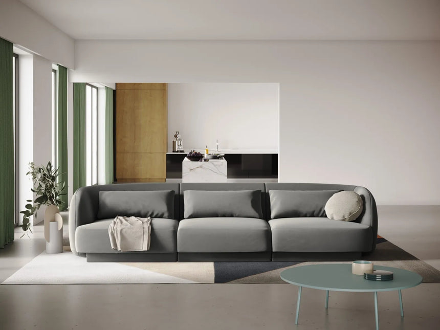 Tulum 3-Sitzer Sofa aus Samt in Hellgrau (Bluvel 13), 255x90x70 cm von Cosmopolitan Design – Bild 2