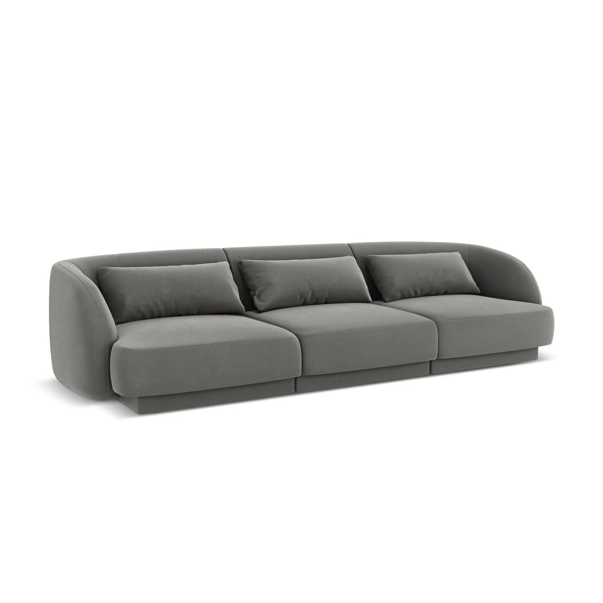 Tulum 3-Sitzer Sofa aus Samt in Hellgrau (Bluvel 13), 255x90x70 cm von Cosmopolitan Design – Bild 4