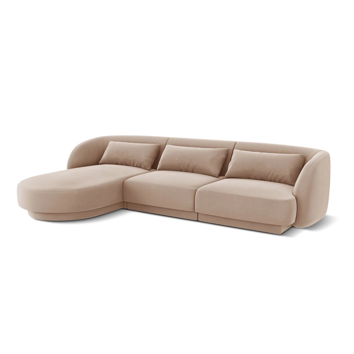 Tulum 4-Sitzer Ecksofa, Linke Seite, aus Samt in Beige (Bluvel 28), 255x156x70 cm von Cosmopolitan Design – Bild 4