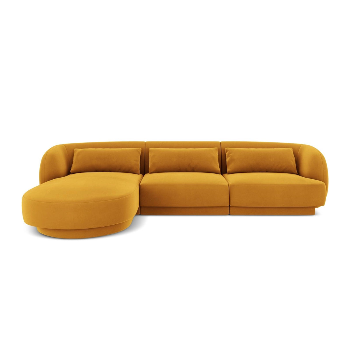 Tulum 4-Sitzer Ecksofa, Linke Seite, aus Samt in Gelb (Bluvel 68), 255x156x70 cm von Cosmopolitan Design – Bild 1