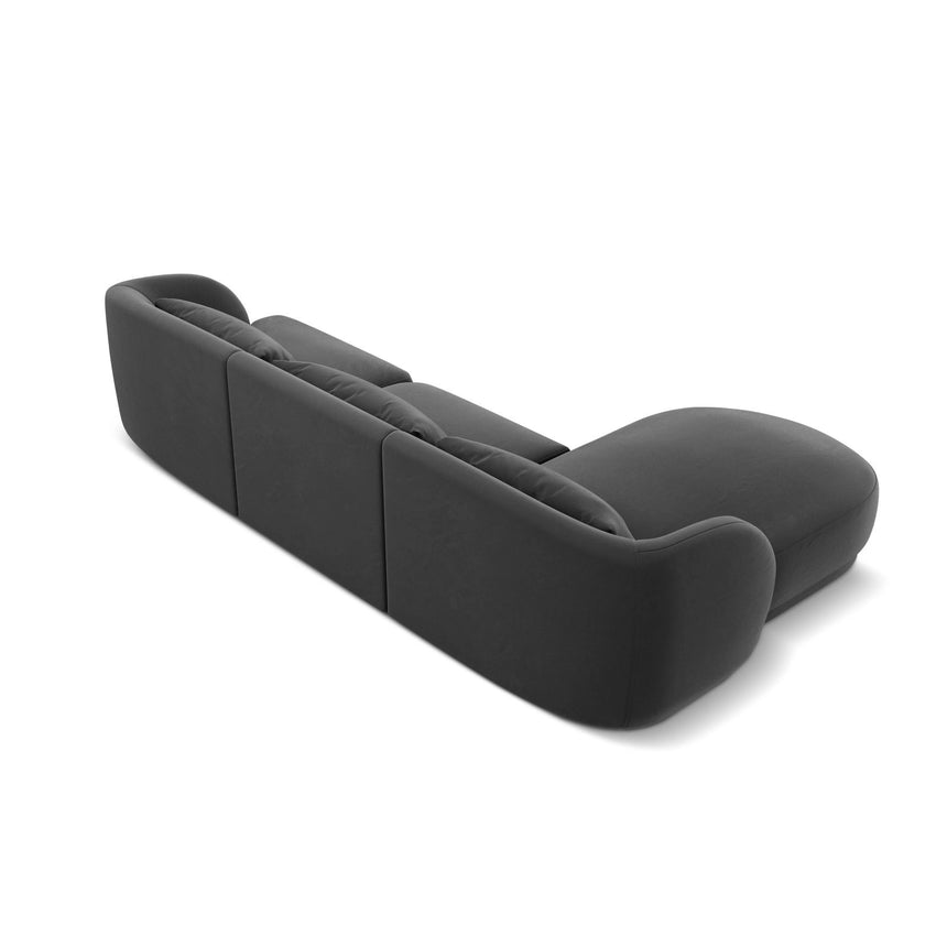 Tulum 4-Sitzer Ecksofa, Linke Seite, aus Samt in Grau (Bluvel 14), 255x156x70 cm von Cosmopolitan Design – Bild 5