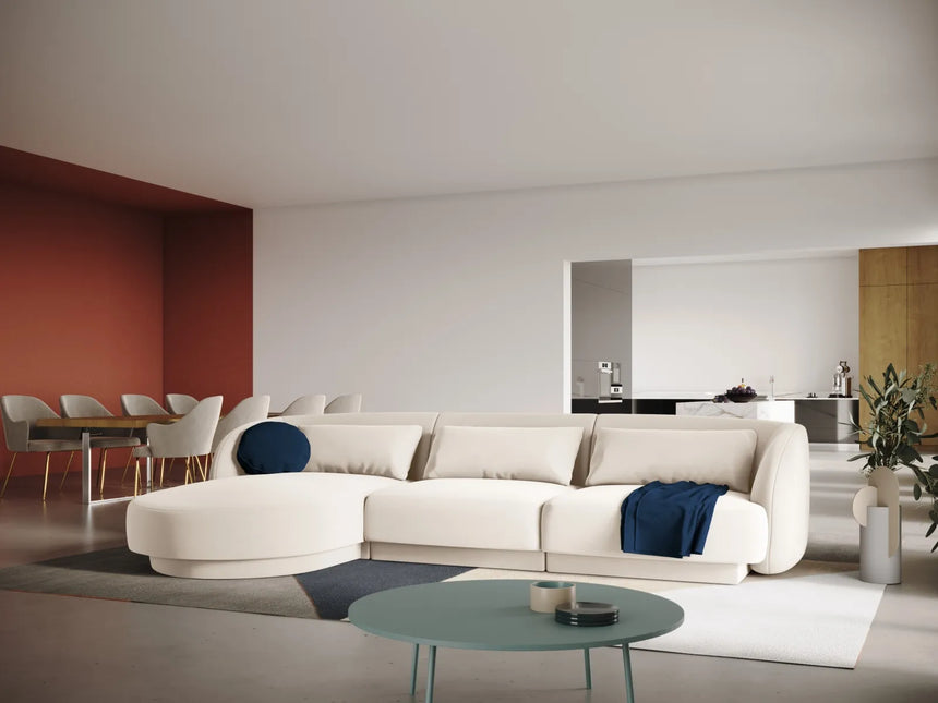 Tulum 4-Sitzer Ecksofa, Linke Seite, aus Samt in Hellbeige (Bluvel 22), 255x156x70 cm von Cosmopolitan Design – Bild 2