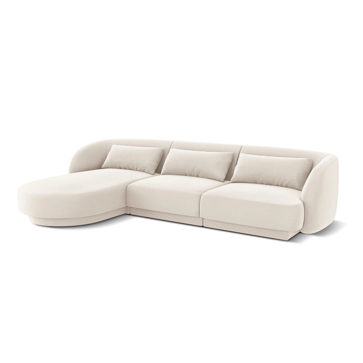 Tulum 4-Sitzer Ecksofa, Linke Seite, aus Samt in Hellbeige (Bluvel 22), 255x156x70 cm von Cosmopolitan Design – Bild 4