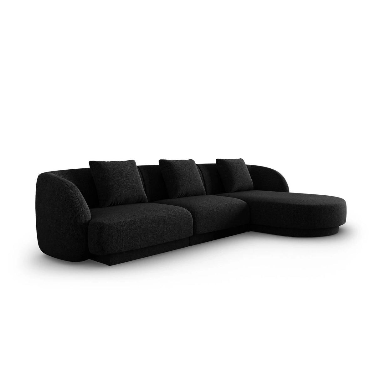 Tulum 4-Sitzer Ecksofa, Rechte Seite, aus Chenille in Schwarz (Haga 19), 255x156x70 cm von Cosmopolitan Design – Bild 3