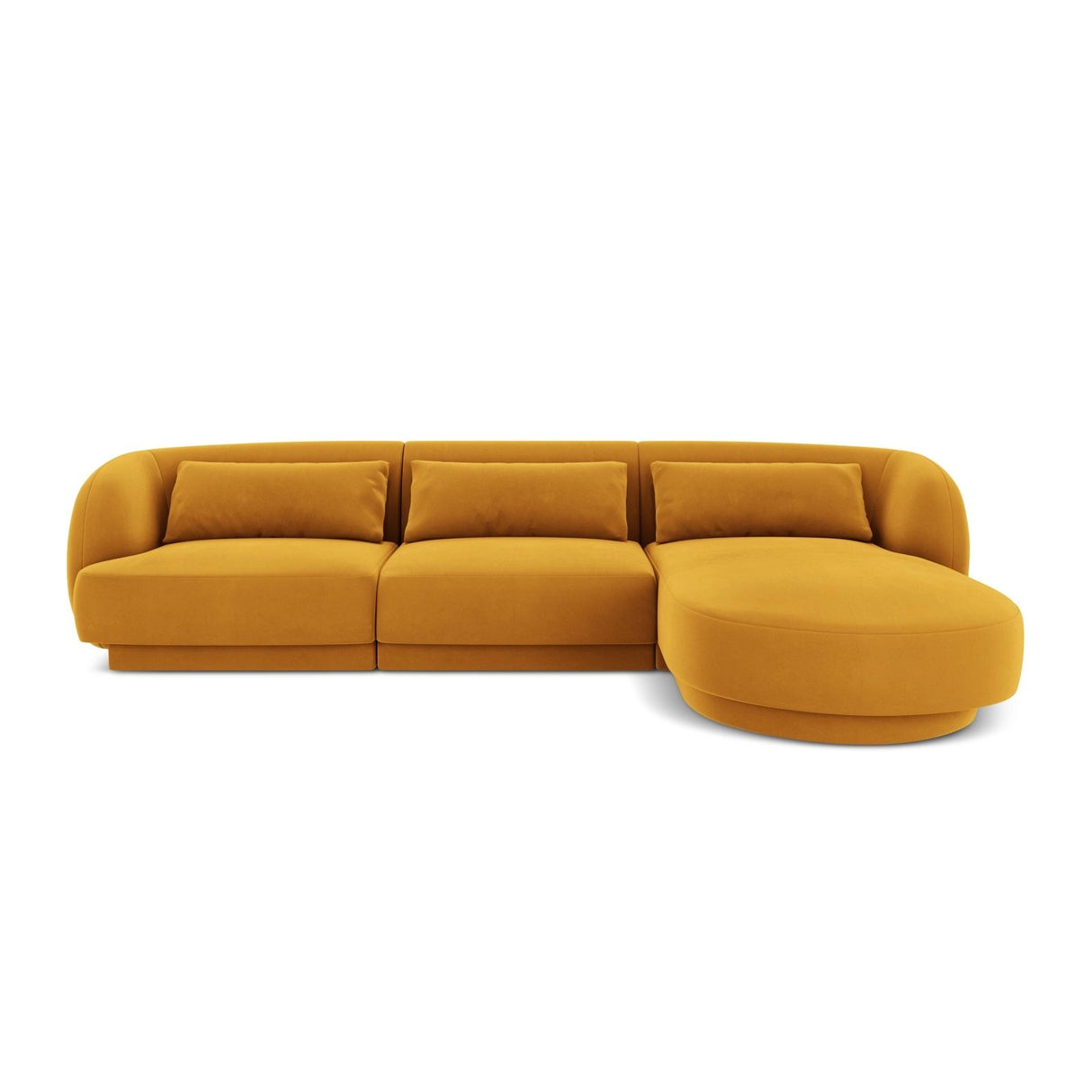Tulum 4-Sitzer Ecksofa, Rechte Seite, aus Samt in Gelb (Bluvel 68), 255x156x70 cm von Cosmopolitan Design – Bild 1