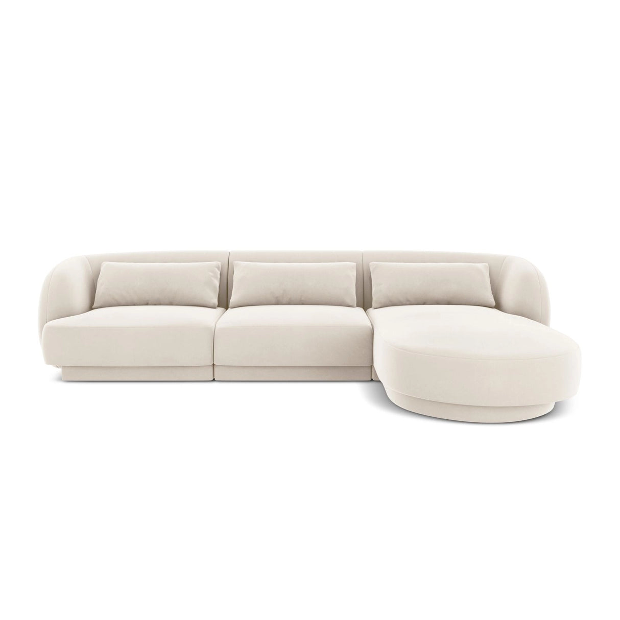 Tulum 4-Sitzer Ecksofa, Rechte Seite, aus Samt in Hellbeige (Bluvel 22), 255x156x70 cm von Cosmopolitan Design – Bild 1