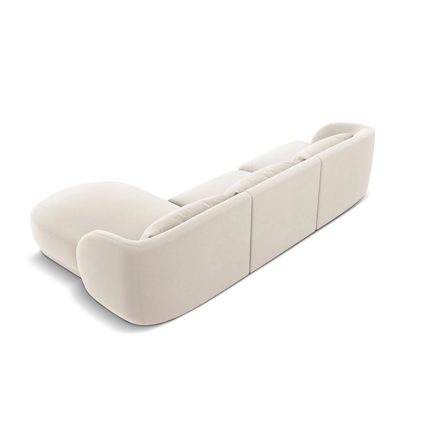 Tulum 4-Sitzer Ecksofa, Rechte Seite, aus Samt in Hellbeige (Bluvel 22), 255x156x70 cm von Cosmopolitan Design – Bild 5