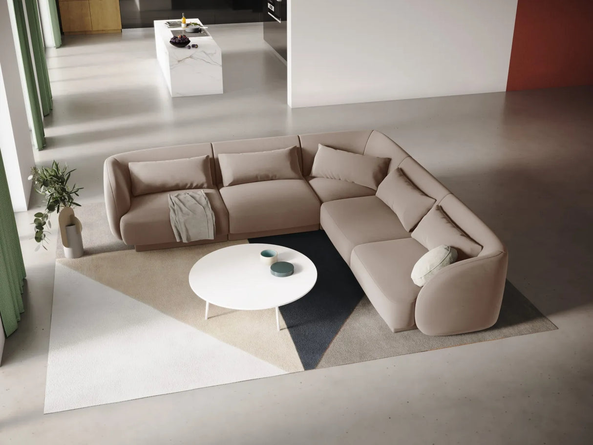 Tulum 5-Sitzer Ecksofa, Symmetrisch, aus Samt in Beige (Bluvel 28), 255x255 cm von Cosmopolitan Design – Bild 2