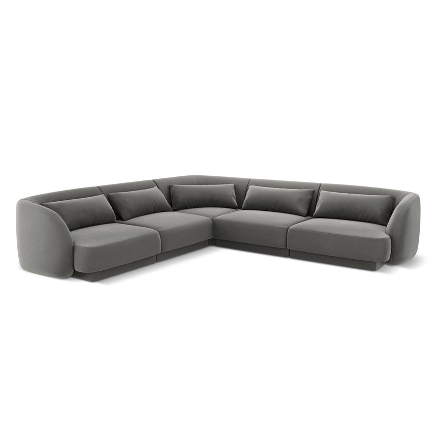 Tulum 5-Sitzer Ecksofa, Symmetrisch, aus Samt in Hellgrau (Bluvel 13), 255x255 cm von Cosmopolitan Design – Bild 1
