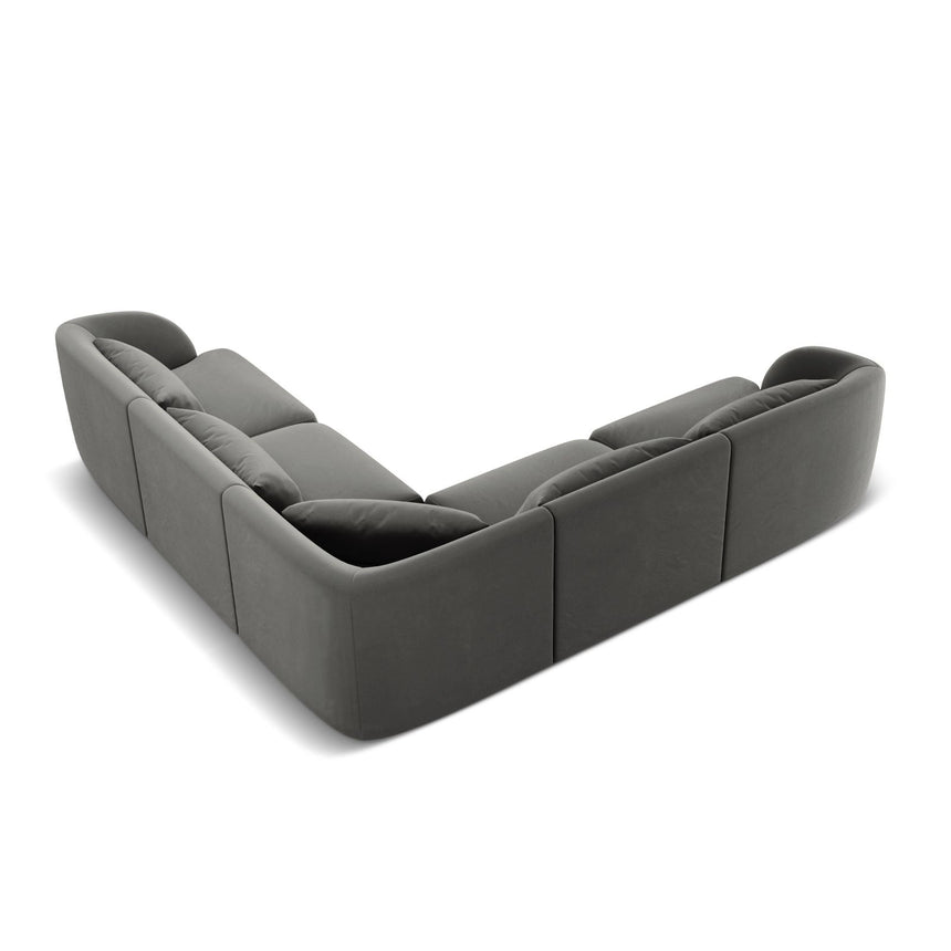 Tulum 5-Sitzer Ecksofa, Symmetrisch, aus Samt in Hellgrau (Bluvel 13), 255x255 cm von Cosmopolitan Design – Bild 4