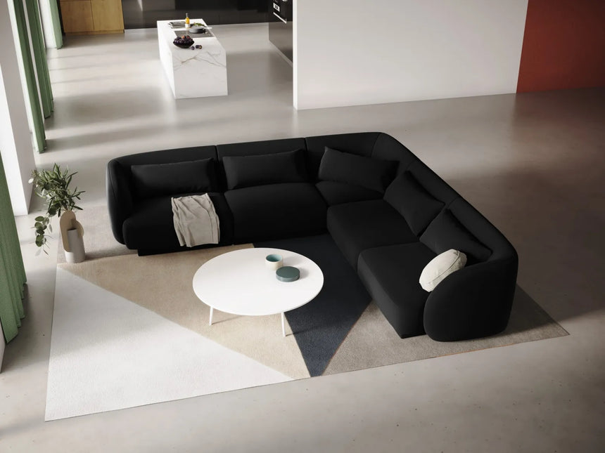 Tulum 5-Sitzer Ecksofa, Symmetrisch, aus Samt in Schwarz (Bluvel 19), 255x255 cm von Cosmopolitan Design – Bild 2