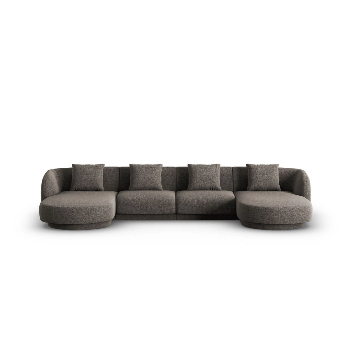 Tulum 5-Sitzer Panorama Sofa aus Chenille in Grau (Haga 16), Beine in Schwarzes Plastik, 330x156x70 cm von Cosmopolitan Design – Bild 1
