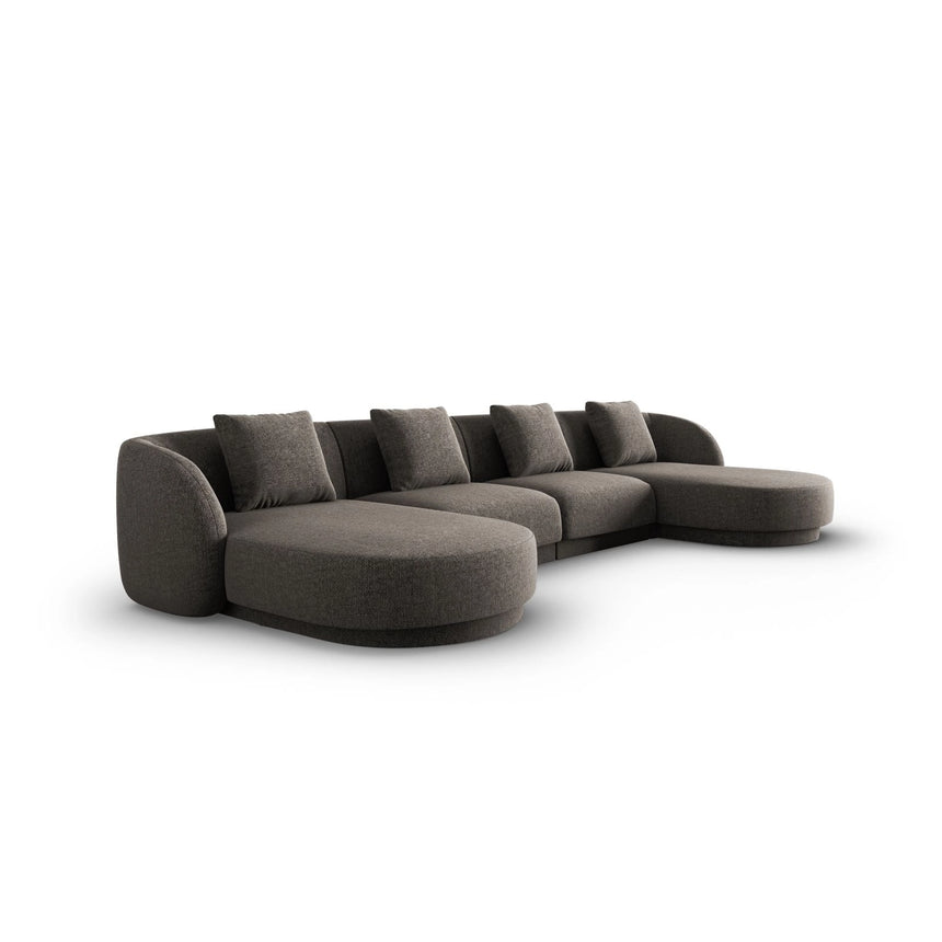 Tulum 5-Sitzer Panorama Sofa aus Chenille in Grau (Haga 16), Beine in Schwarzes Plastik, 330x156x70 cm von Cosmopolitan Design – Bild 3