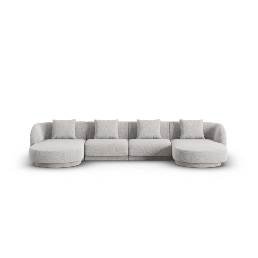 Tulum 5-Sitzer Panorama Sofa aus Chenille in Hellgrau (Haga 06), Beine in Schwarzes Plastik, 330x156x70 cm von Cosmopolitan Design – Bild 1