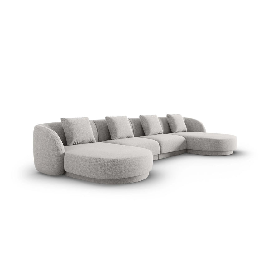 Tulum 5-Sitzer Panorama Sofa aus Chenille in Hellgrau (Haga 06), Beine in Schwarzes Plastik, 330x156x70 cm von Cosmopolitan Design – Bild 3
