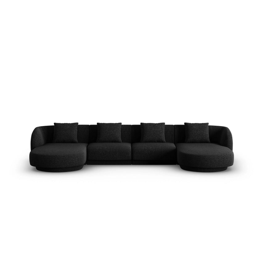 Tulum 5-Sitzer Panorama Sofa aus Chenille in Schwarz (Haga 19), Beine in Schwarzes Plastik, 330x156x70 cm von Cosmopolitan Design – Bild 1