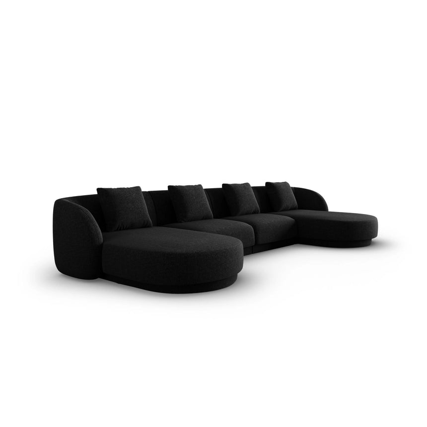 Tulum 5-Sitzer Panorama Sofa aus Chenille in Schwarz (Haga 19), Beine in Schwarzes Plastik, 330x156x70 cm von Cosmopolitan Design – Bild 3