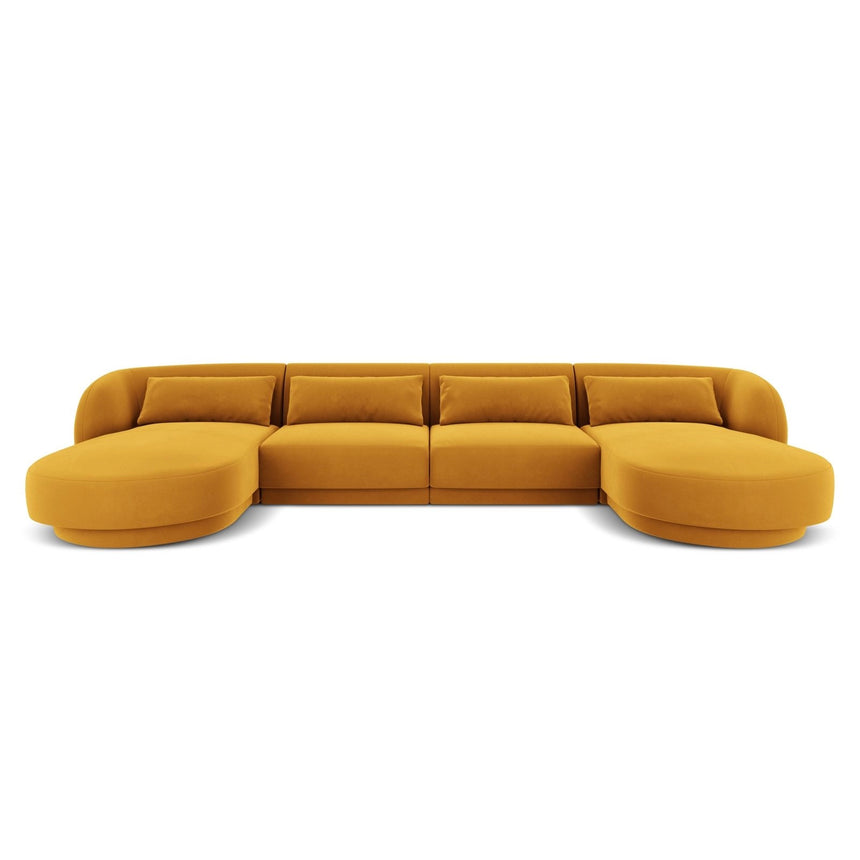 Tulum 5-Sitzer Panorama Sofa aus Samt in Gelb (Bluvel 68), Beine in Schwarzes Plastik, 330x156x70 cm von Cosmopolitan Design – Bild 1