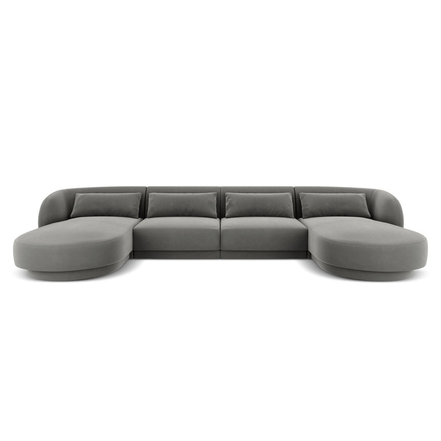 Tulum 5-Sitzer Panorama Sofa aus Samt in Hellgrau (Bluvel 13), Beine in Schwarzes Plastik, 330x156x70 cm von Cosmopolitan Design – Bild 1