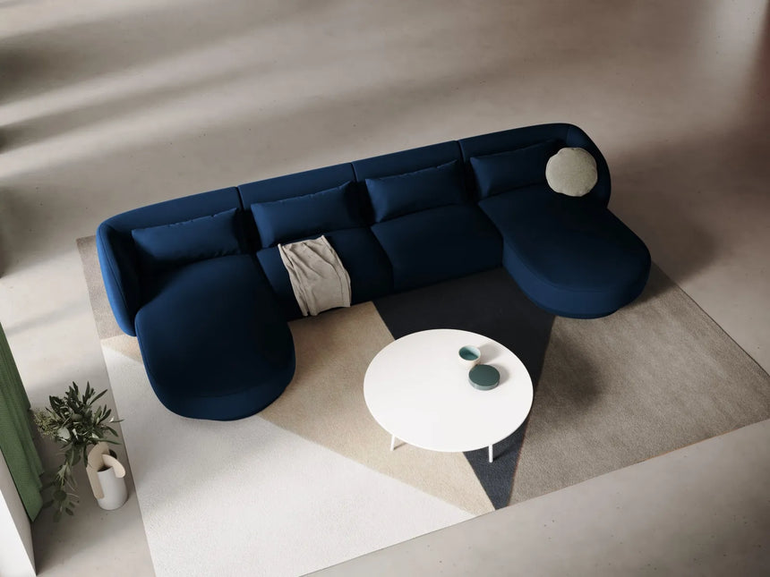 Tulum 5-Sitzer Panorama Sofa aus Samt in Königsblau (Bluvel 86), Beine in Schwarzes Plastik, 330x156x70 cm von Cosmopolitan Design – Bild 2