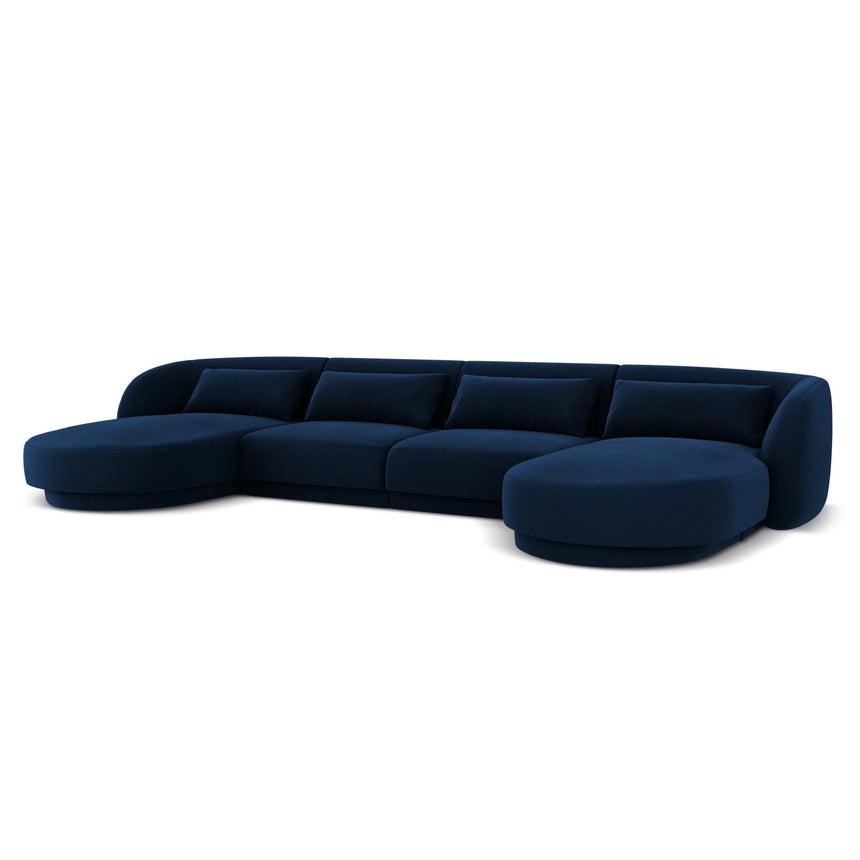 Tulum 5-Sitzer Panorama Sofa aus Samt in Königsblau (Bluvel 86), Beine in Schwarzes Plastik, 330x156x70 cm von Cosmopolitan Design – Bild 4