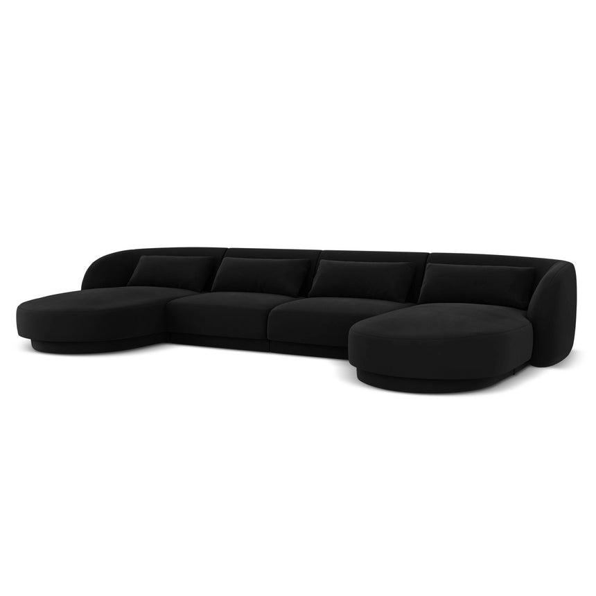 Tulum 5-Sitzer Panorama Sofa aus Samt in Schwarz (Bluvel 19), Beine in Schwarzes Plastik, 330x156x70 cm von Cosmopolitan Design – Bild 4
