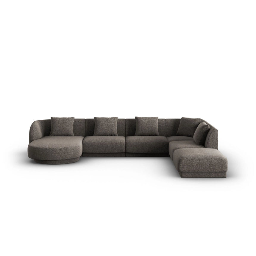 Tulum 6-Sitzer Panorama Ecksofa, Rechte Seite, aus Chenille in Grau (Haga 16), Beine aus Schwarzes Plastik, 330x255x70 cm von Cosmopolitan Design – Bild 1