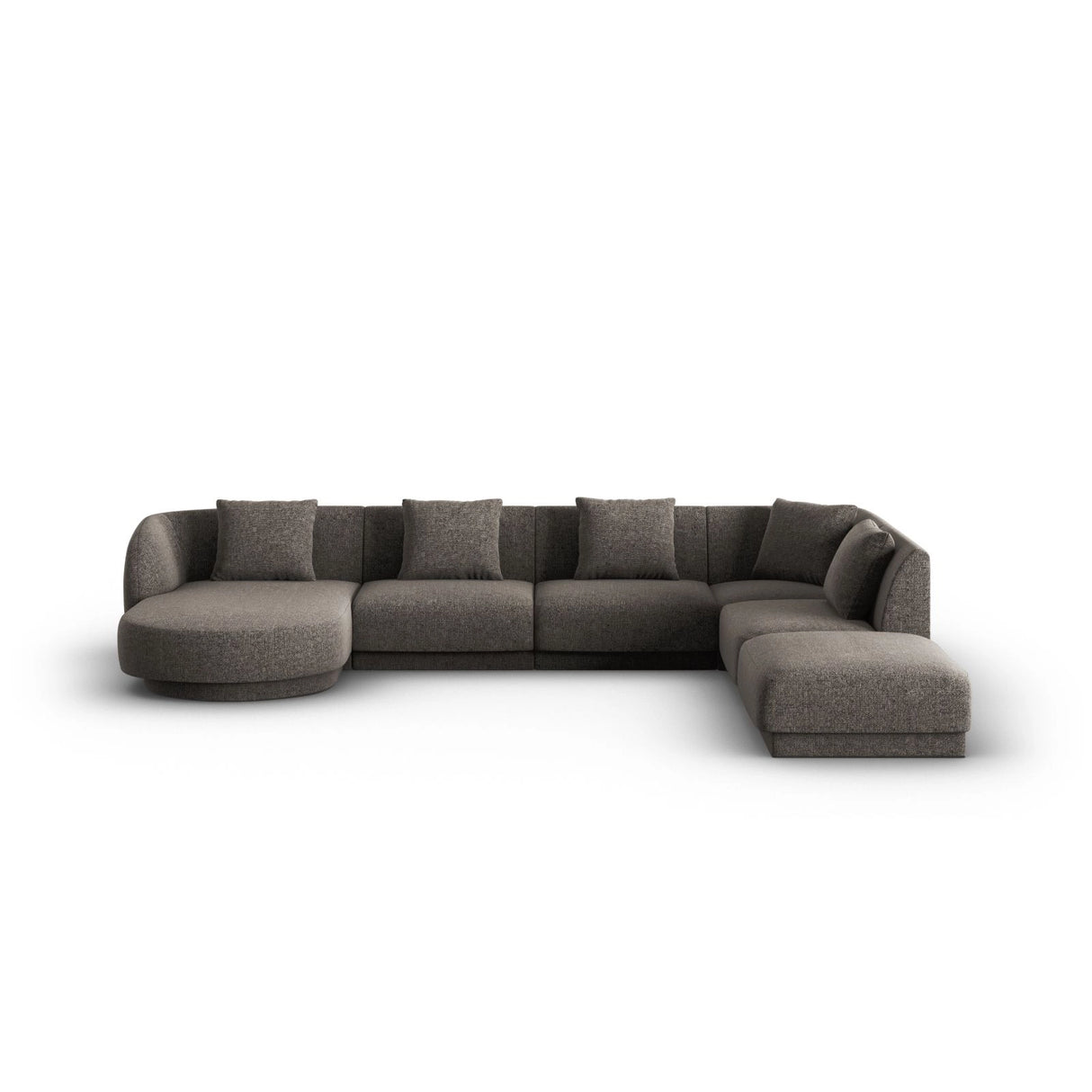 Tulum 6-Sitzer Panorama Ecksofa, Rechte Seite, aus Chenille in Grau (Haga 16), Beine aus Schwarzes Plastik, 330x255x70 cm von Cosmopolitan Design – Bild 1