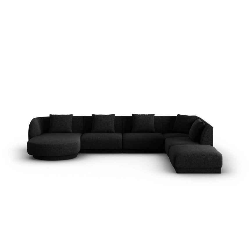 Tulum 6-Sitzer Panorama Ecksofa, Rechte Seite, aus Chenille in Schwarz (Haga 19), Beine aus Schwarzes Plastik, 330x255x70 cm von Cosmopolitan Design – Bild 1