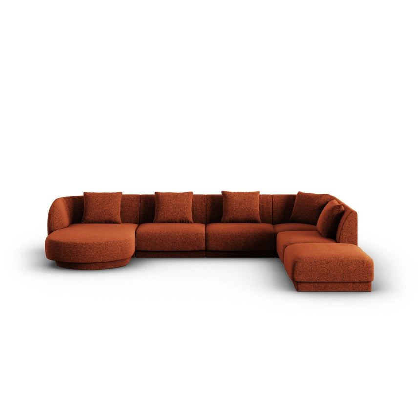 Tulum 6-Sitzer Panorama Ecksofa, Rechte Seite, aus Chenille in Terrakotta (Haga 44), Beine aus Schwarzes Plastik, 330x255x70 cm von Cosmopolitan Design – Bild 1