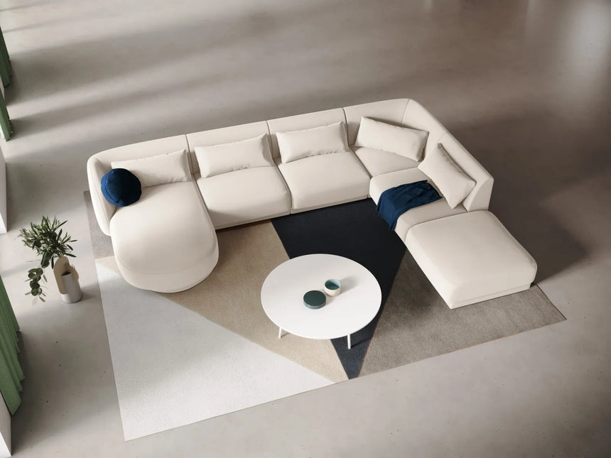 Tulum 6-Sitzer Panorama Ecksofa, Rechte Seite, aus Samt in Hellbeige (Bluvel 22), Beine aus Schwarzes Plastik, 330x255x70 cm von Cosmopolitan Design – Bild 2