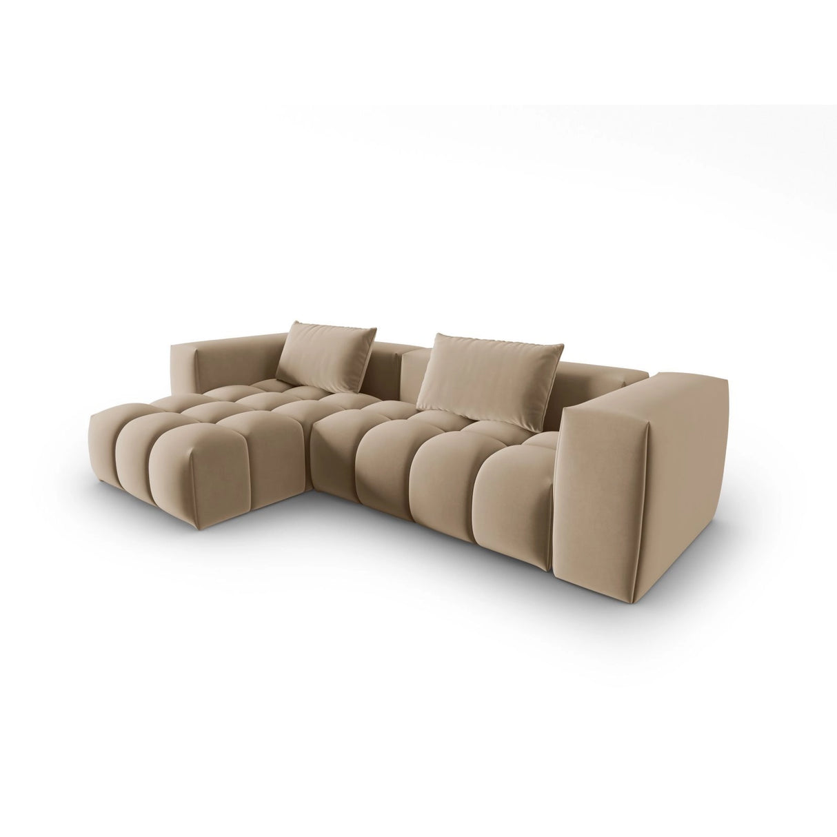Verona 3-Sitzer Ecksofa, Linke Seite, aus Samt in Sand (Casino Lion), 260x145 cm von Cosmopolitan Design – Bild 3