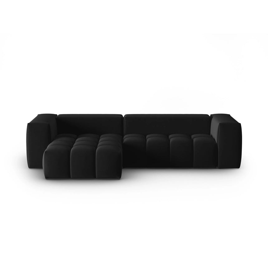 Verona 3-Sitzer Ecksofa, Linke Seite, aus Samt in Schwarz (Casino Black), 260x145 cm von Cosmopolitan Design – Bild 1