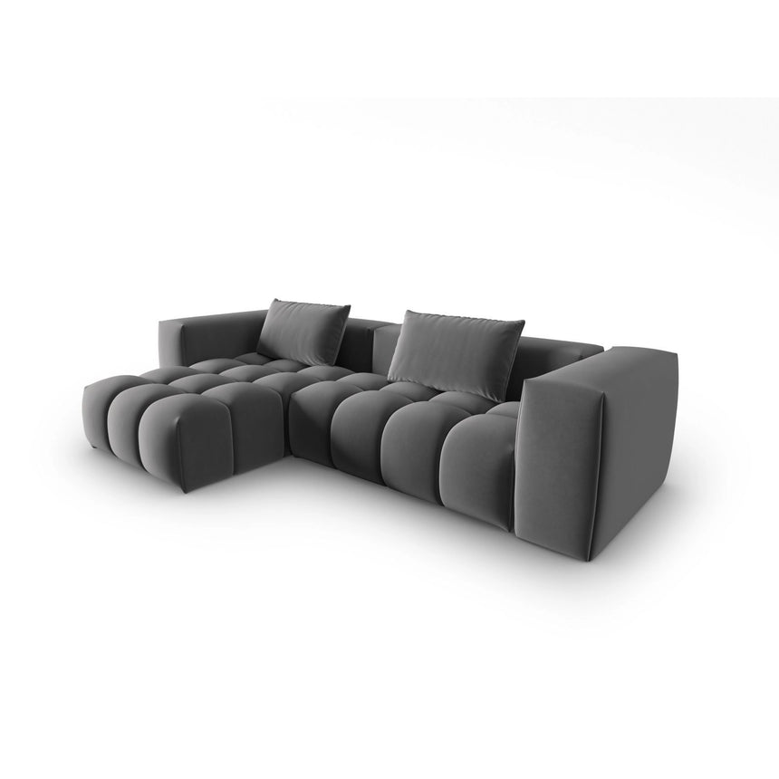 Verona 3-Sitzer Ecksofa, Linke Seite, aus Samt in Warmes Grau (Casino Anthracite), 260x145 cm von Cosmopolitan Design – Bild 3