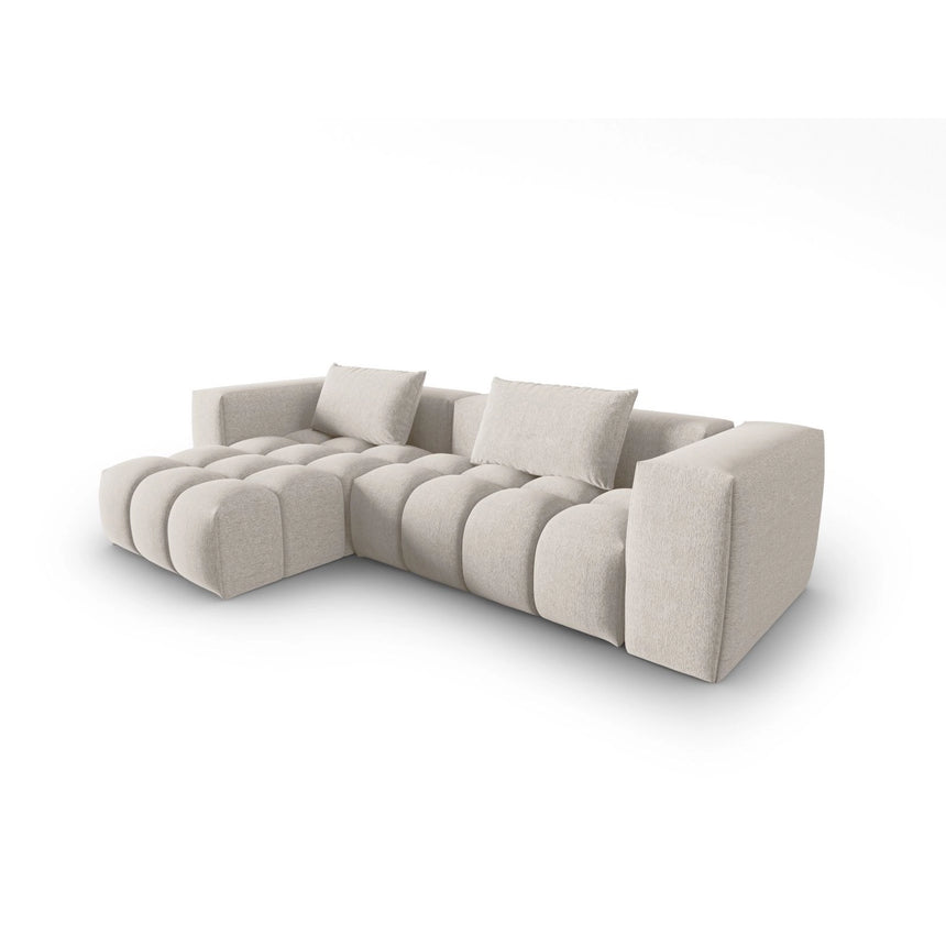 Verona 3-Sitzer Ecksofa, Linke Seite, aus Strukturierter Stoff in Beige (Sorella 03), 260x145 cm von Cosmopolitan Design – Bild 3