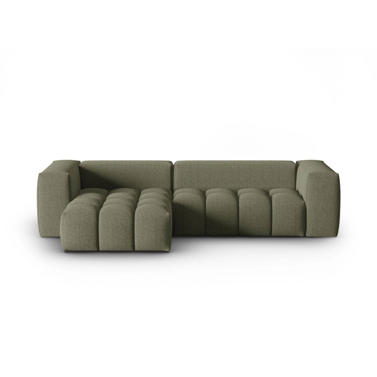 Verona 3-Sitzer Ecksofa, Linke Seite, aus Strukturierter Stoff in Dunkles olivgrün (Sorella 34), 260x145 cm von Cosmopolitan Design – Bild 1
