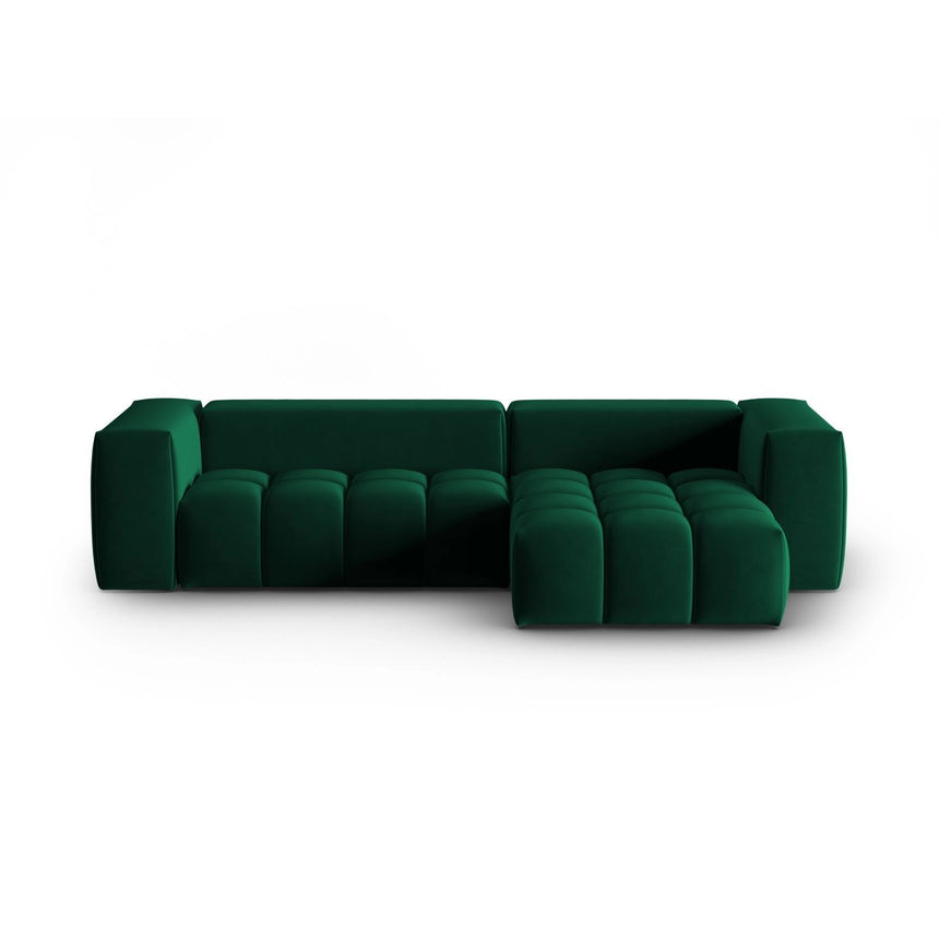 Verona 3-Sitzer Ecksofa, Rechte Seite, aus Samt in Flaschengrün (Casino Deep Green), 260x145 cm von Cosmopolitan Design – Bild 1