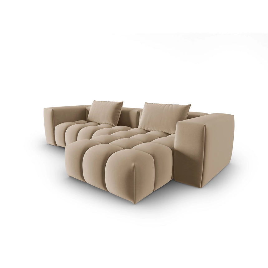 Verona 3-Sitzer Ecksofa, Rechte Seite, aus Samt in Sand (Casino Lion), 260x145 cm von Cosmopolitan Design – Bild 4