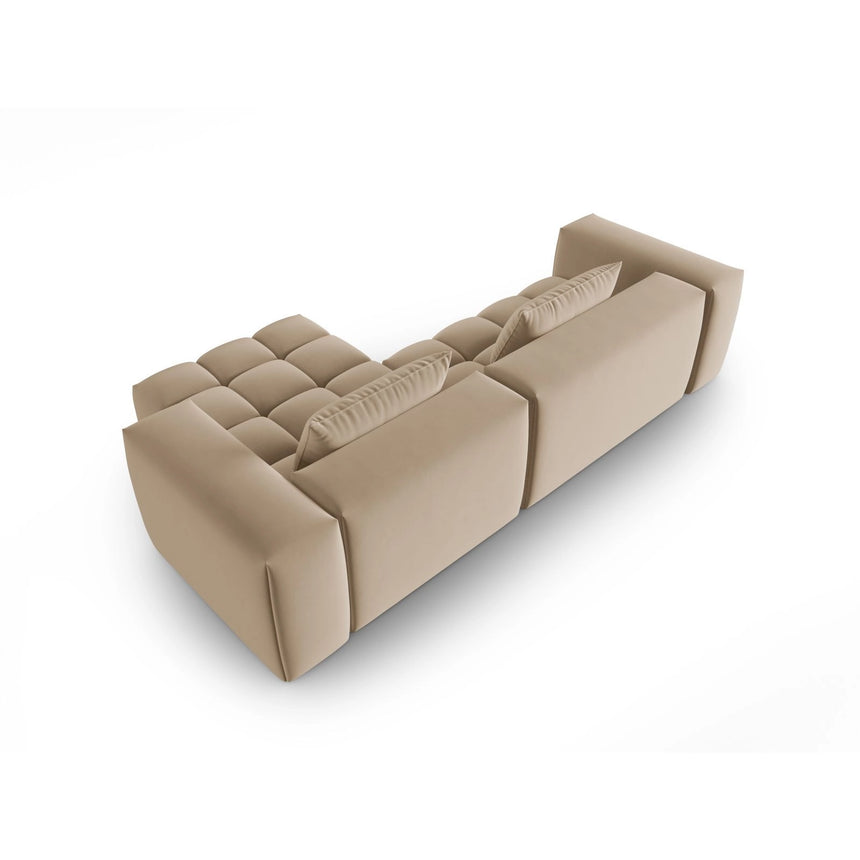 Verona 3-Sitzer Ecksofa, Rechte Seite, aus Samt in Sand (Casino Lion), 260x145 cm von Cosmopolitan Design – Bild 5