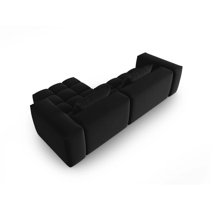 Verona 3-Sitzer Ecksofa, Rechte Seite, aus Samt in Schwarz (Casino Black), 260x145 cm von Cosmopolitan Design – Bild 5