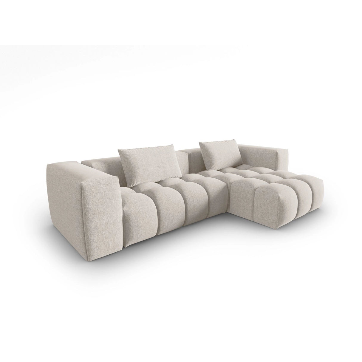 Verona 3-Sitzer Ecksofa, Rechte Seite, aus Strukturierter Stoff in Beige (Sorella 03), 260x145 cm von Cosmopolitan Design – Bild 3
