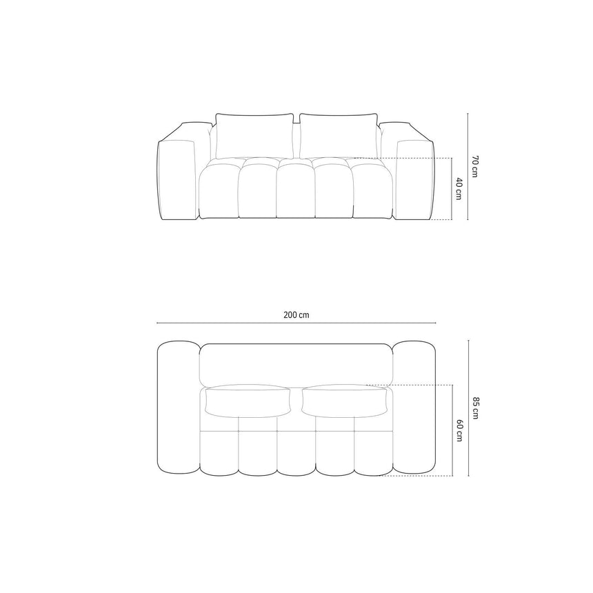 Verona 3-Sitzer Sofa aus Samt oder Strukturstoff, 200x85 cm von Cosmopolitan Design – Bild 2