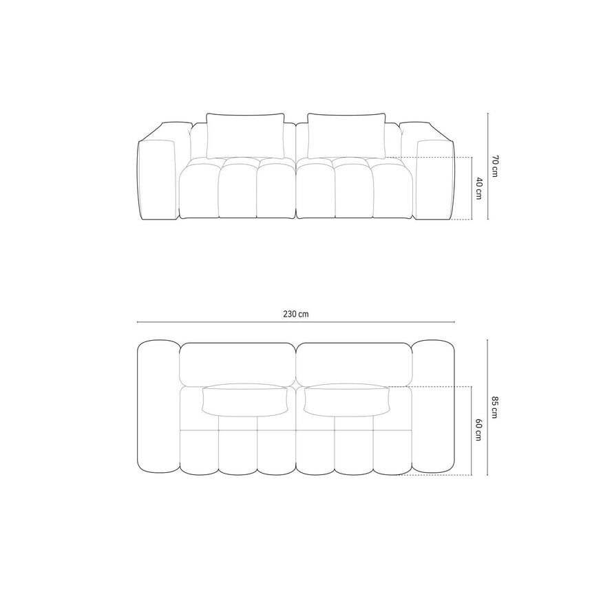 Verona 3-Sitzer Sofa aus Samt oder Strukturstoff, 230x85 cm von Cosmopolitan Design – Bild 2