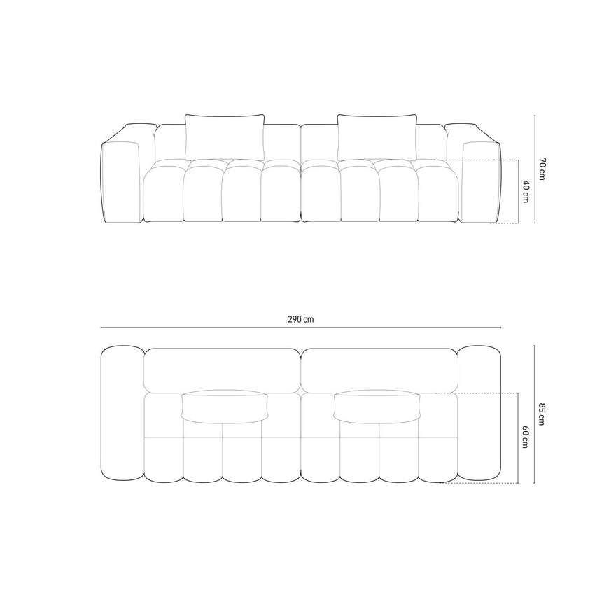 Verona 5-Sitzer Sofa aus Samt oder Strukturstoff, 290x85 cm von Cosmopolitan Design – Bild 2