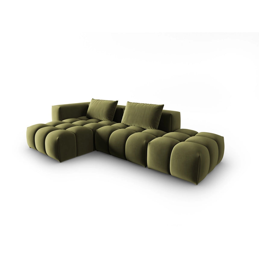 Verona Modulares 4-Sitzer Ecksofa, Linke Seite, aus Samt in Hellgrün (Casino Forest), 265x145 cm von Cosmopolitan Design – Bild 3