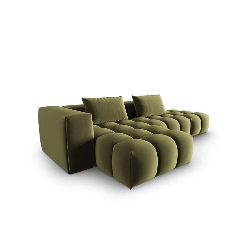 Verona Modulares 4-Sitzer Ecksofa, Linke Seite, aus Samt in Hellgrün (Casino Forest), 265x145 cm von Cosmopolitan Design – Bild 4