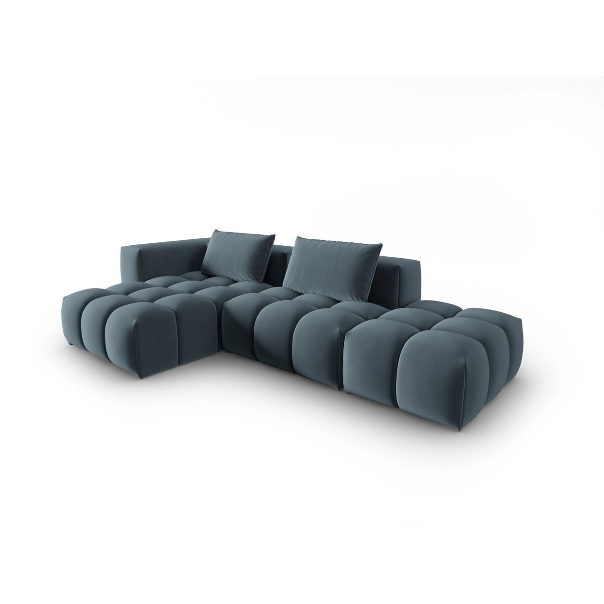 Verona Modulares 4-Sitzer Ecksofa, Linke Seite, aus Samt in Pastellblau (Casino Dark Blue), 265x145 cm von Cosmopolitan Design – Bild 3