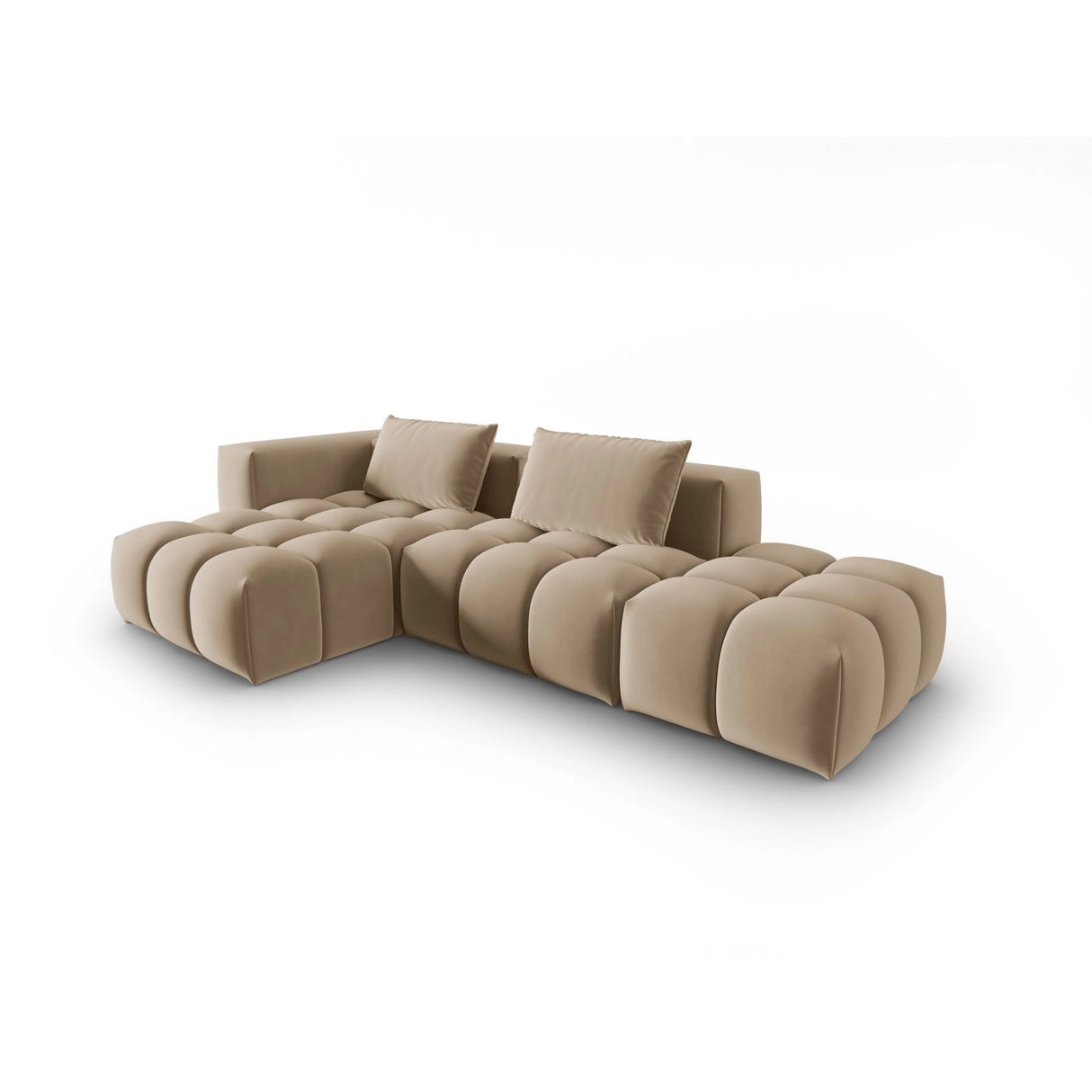 Verona Modulares 4-Sitzer Ecksofa, Linke Seite, aus Samt in Sand (Casino Lion), 265x145 cm von Cosmopolitan Design – Bild 3