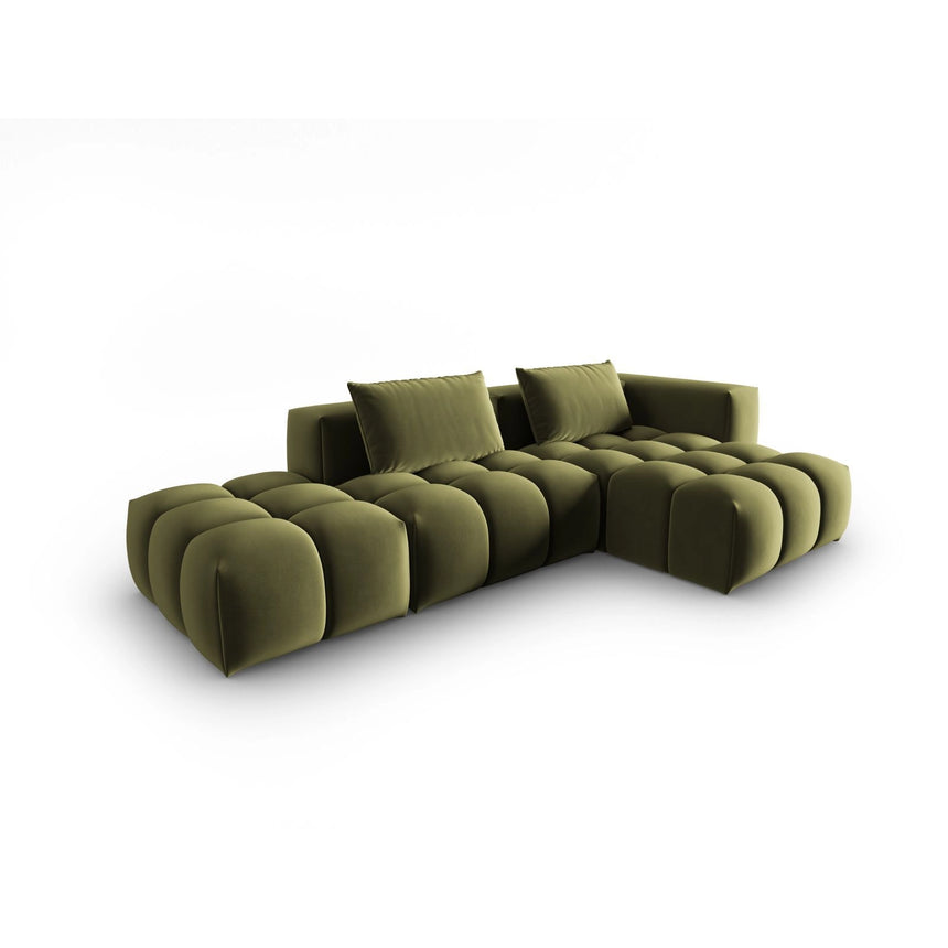 Verona Modulares 4-Sitzer Ecksofa, Rechte Seite, aus Samt in Hellgrün (Casino Forest), 265x145 cm von Cosmopolitan Design – Bild 3