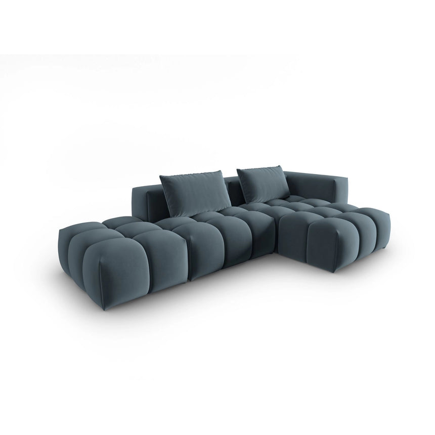 Verona Modulares 4-Sitzer Ecksofa, Rechte Seite, aus Samt in Pastellblau (Casino Dark Blue), 265x145 cm von Cosmopolitan Design – Bild 3